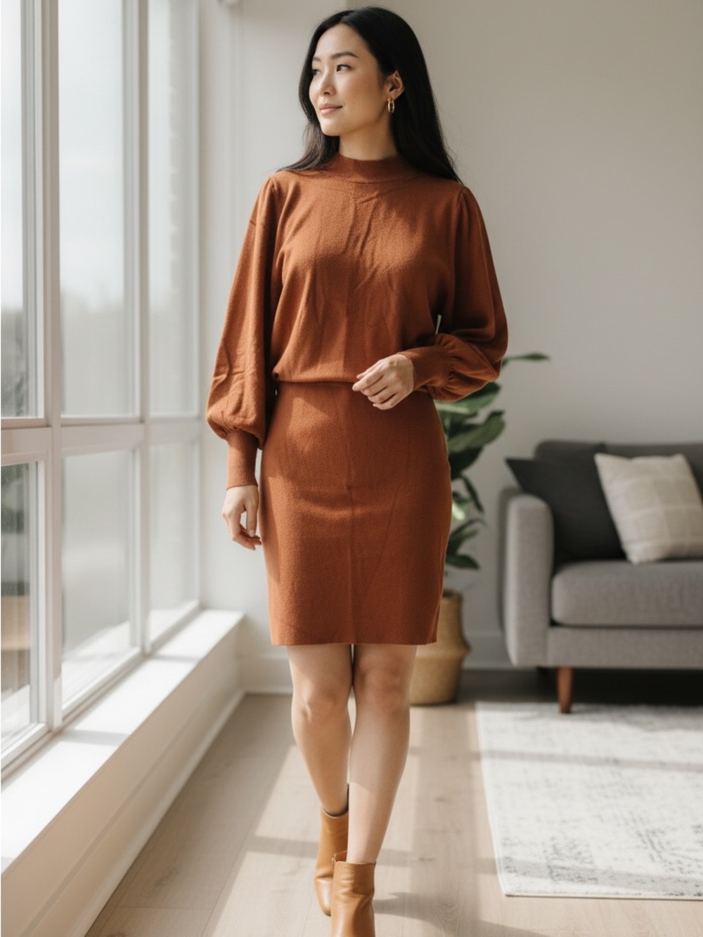 Banana Republic Rust Brown Knit Dress